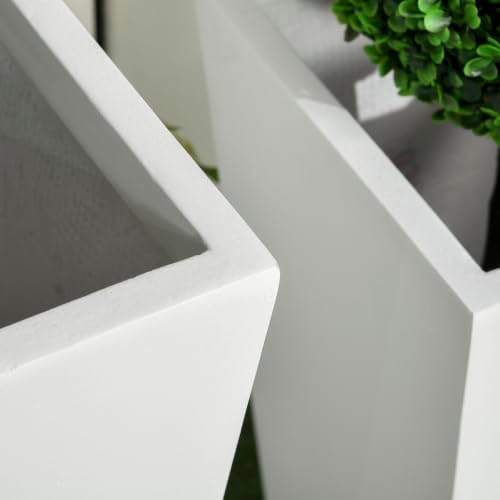 Outsunny 2-Pack Outdoor Planter Set with Drainage Holes, 22in & 18in, White - Image 7