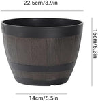 Barrel Planter 9 inch Whiskey Barrel Planter Plastic Plant Pot with Pre drilled Drainage Holes for Garden - Image 5