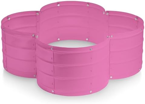 Plant & Plot Galvanized Raised Garden Beds Outdoor // 3×3×1 ft Planter Raised Beds for Gardening, Vegetables, Flowers // Large Metal Garden Box (Pink) // Patented Tool-Free Design by PlantPlot