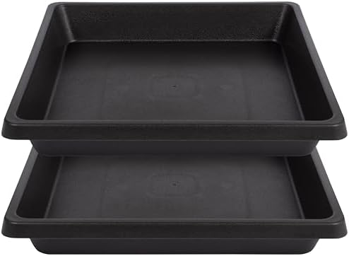 Square Plant Saucer 14 Inch 2 Pack, 6 8 10 12 13 16 18 20 Durable Plastic Plant Trays for Pots-Indoor Outdoor, Durable and Thicker Large Plant Drip Trays, Flower Planter Saucers for Potted Plants by Unknown