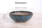 Willow Bonsai Ceramics Lily Bonsai Pot 7 Inch – Sculpted Rounded Ceramic Bonsai & Succulent Planter with Wavy Profile, High‑Fired Frost‑Proof Stoneware, Handmade in USA (Peacock, 7inch) - Image 4