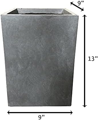 Kante Small Tall Square Blue Gray Concrete Planter 13" H, Outdoor - Image 6