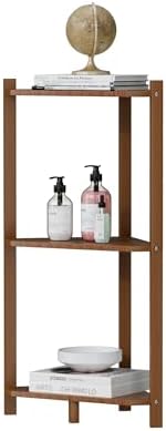 Wisuce Bamboo Small Corner Shelf Stand, 3-Tier Brown Corner Bookshelf - Image 5