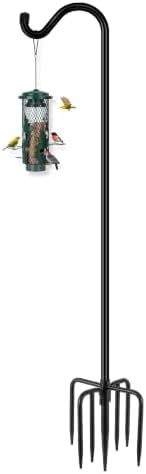 Gtongoko Shepherds Hook for Outdoor, 92 Inch Bird Feeder Pole with 7 Prongs Base, 3/4 Inch Thick Heavy Duty Adjustable Garden Hook for Hanging Plant, Hummingbird Feeder, Lantern, 1 Pack by Gtongoko