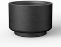 Kante Small Round Pedestal Black Concrete Planter 10" Dia, Outdoor by Unknown