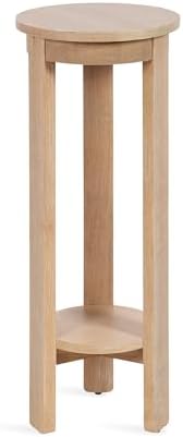 Kate and Laurel Foxford Modern Tiered Round Drink Table, 12 x 12 x 30, Light Natural, Transitional Two-Tier Circle Plant Stand for Use as Living Room Pedestal Table or Small Bedroom Nightstand by KateandLaurel