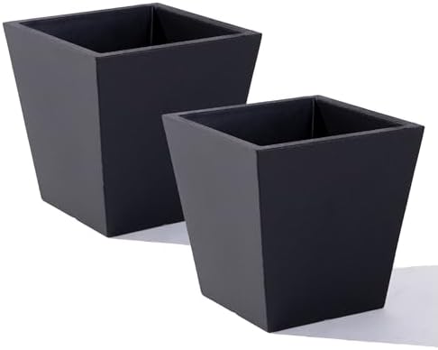 Step2 Tremont Short Square Planter 2-Pack, 14 in Resin Planters, Self-Watering, Onyx Black by Unknown