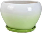 Plant Pot Plant Pots Large Gradient Color Flower Pots Ceramic with Tray Planters Round Cute Succulent Plants Green Plant Cultivation Flower Pots(Green,Small) (Green M) by Unknown