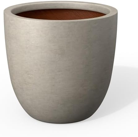 Kante 18" Concrete Planter, Round Bowl Buff Cement Plant Pot by Unknown