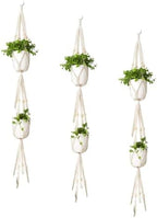 Mkono Macrame Plant Hanger 3 Tier Indoor Outdoor Hanging Planter Basket Cotton Rope with Beads 70 Inches (Pots and Plants NOT Included) (Pack of 3) by Mkono