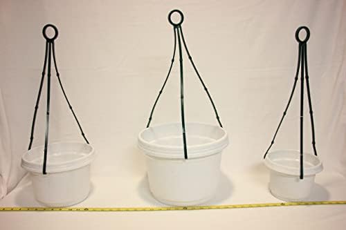 Hanging Flower Pots, White Granite Pots & Hangers 5 Pack - Image 6