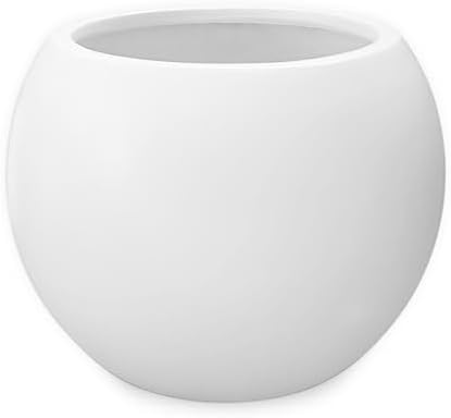 Marlo Fiberstone Round Planter, Smooth Matte Finishes (S, White) by DEPLALANE