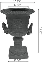 28.25" H Antique Gray Magnesium Oxide Concrete Chalice Urn Planter - Versatile Garden Planter Urns - Image 2