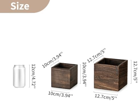 NUPTIO Small Wooden Box for Centerpiece, Brown, Square, 4"/5", 12 Pcs - Image 4