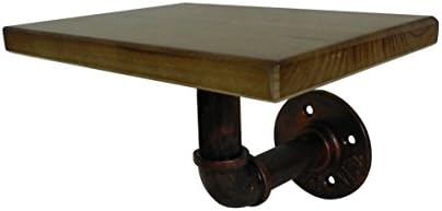 CVHOMEDECO. Rustic Antique Iron Water Pipe with Wooden Board Bookshelf Wall Mounted Display Rack Simple Hanging Iron Water Pipe Shelves. 7-7/8 X 6 X 7 Inch by CVHOMEDECO