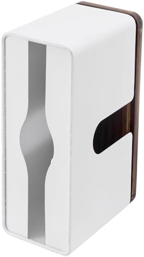 MyGift Deluxe Modern Matte White Metal Folded Commercial Paper Towel Holder with Rustic Burnt Solid Wood Tray Lid, Wall Mounted Trifold Multifold Z Fold Disposable Napkin Dispenser - Image 7