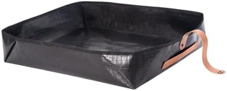 Foldable Plant Repotting Mat Waterproof Gardening Potting Tray with Leather Handle for Transplanting Bonsai Indoor Outdoor Use 11.02x2.76x1.97inch- Seam Edged - Image 3
