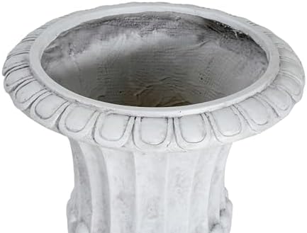 26" Antique White Large Urn Planter Outdoor – Pedestal Planters for Outdoor Plants, Classic Garden Urn Flower Pot for Front Porch, Patio or Indoor Display, Durable Magnesium Oxide Construction - Image 4
