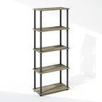 Furinno Turn-N-Tube Book Shelf, 5-Tier Bookshelf, Bookcase with Multipurpose Compact Display Rack, 11.6 x 23.6 x 57.4, for Living Room, Bedroom, Home Office, French Oak/Black - Image 5