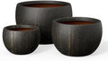 Kante Set of 3 Vintage BRN Concrete Bowl Round Planters for Modern Home by Unknown