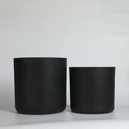 13" Round Concrete Planter Set, 13 and 16 Inch, Black - Image 7