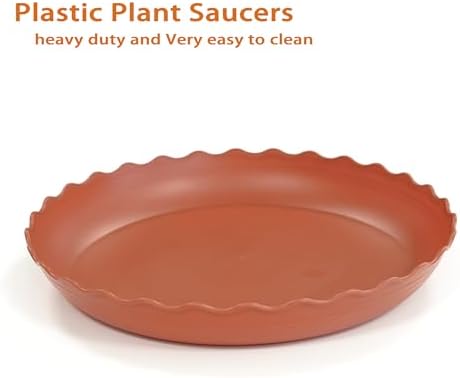 4 Pack of 14 inch Plant Saucer Plant Tray, Plastic Plant Saucer, Heavy Duty Plant Tray for Pots, Plant Saucers for Indoors Planter, Garden Water Plate Bowls for Gallon Grow Bags (Terracotta) - Image 3