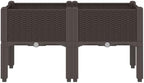 Brown Elevated Garden Planter with Legs, 31.5x15.7x16.5 Inch Polypropylene Planter Box for Climbing Plants, Rattan Look Design for Patio and Terrace - Image 3