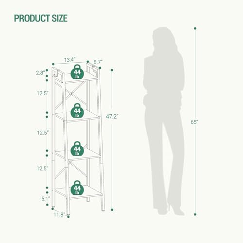 Hzuaneri Ladder Shelf, Bookshelf, Freestanding Corner Storage Shelf - Image 2