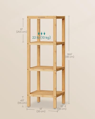 SONGMICS 4-Tier Bamboo Shelf, Freestanding Bathroom Storage Rack - Image 3
