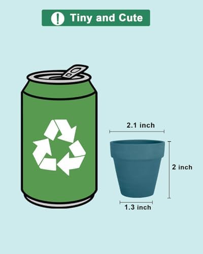 vensovo 48 Pcs 2" Terracotta Pots with Drainage,Steel Blue Clay Pot - Image 3