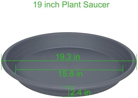 2 Pack of 19 inch Plant Saucer, Large Plant Tray, Heavy Sturdy Plant Drainage Tray for Indoors, Bird Bath Bowls, Sturdy 18 inch Plastic Pot Tray for Planter (Gray) - Image 2