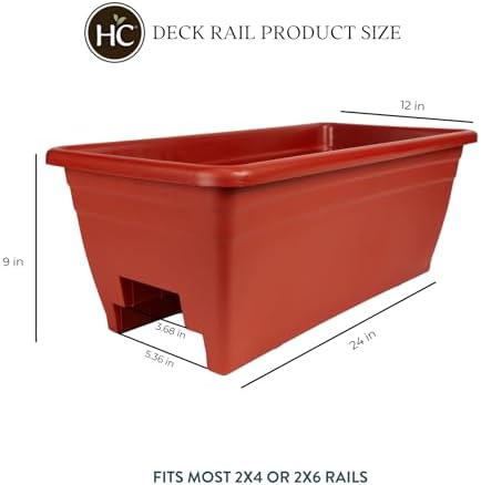 The HC Companies Deck Rail Deck Rail Planter Box, 24 Inch, Clay, 1-Pack - Image 3