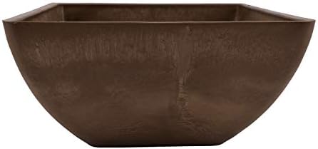 PSW Pot Collection 12x6 inch Plastic/Stone/Wood Composite Square Planter – No Drainage Hole (Drillable), Modern Indoor/Outer Pot for Flowers, Foliage, Succulents, Fairy Gardens, Chocolate - Image 2