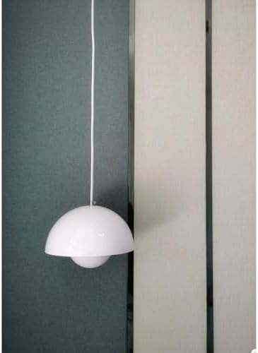 Nordic Retro Flower Bud Pendant lamp, 78.7″ Adjustable Cord Metal Hanging Lights Fixture for Kitchen, Bar Dining Room Living Room W9.1″ X H 6.3″ Chandelier Over Table (Gloss White) Small Hardwired by Unknown