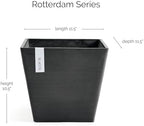 Ecopots Rotterdam Square Flower Planter, Dark Grey, 12" - Image 2