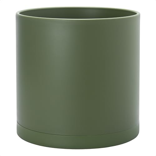 D'vine Dev Plastic Planter Pot with Saucer, 14 in, Olive, 74-X-I-4 by DvineDevPlanterPotsandStand
