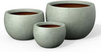 Kante Set of 3 Mint Green Concrete Bowl Round Planters for Modern Home by Unknown