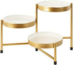 Kate and Laurel Finn 3-Tiered Plant Stand; 7.25 x 7.25 x 10; White and Gold; Decorative Layered Tabletop Plant Stand for Display and Storage by KateandLaurel