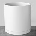 FaithLand 10-Inch Modern Cylinder Planter, Thick-Walled Plastic Plant Pot with Drainage Holes and Detachable Saucer, Matte White, Ideal for Indoor & Outdoor Plants Flowers by FaithLand