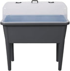 2 PCS Self Watering Raised Garden Bed with Ventilated Transparent Lid, Elevated Planter Box with Removable Legs for Vegetables, Outdoor Plant Pot for Patio Balcony(Grey 2pcs) - Image 2