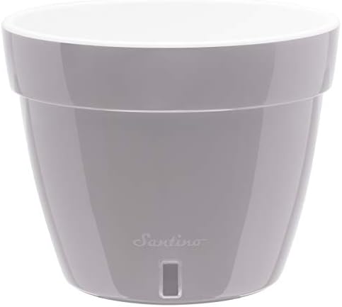 DECOPOTS - 3 Pack - Self Watering Planter - Modern Flower Pot with Water Level Indicator - 6.3" Tall - for All House Plants, Flowers, Herbs (Diameter 7.9", Grey - White) - Image 2