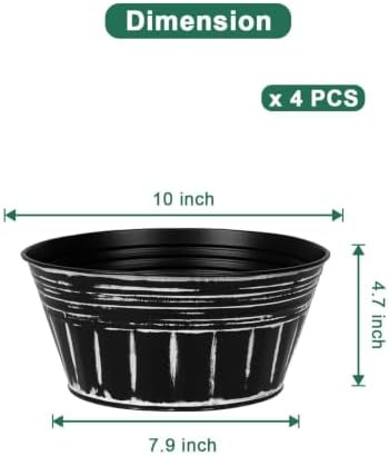 vensovo 10 Inch Shallow Galvanized Planters, 4 Pack Metal Succulent Pots - Image 2