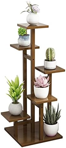 Flower Holder Racks 6-Tier Metal Plant Stand Multi-Layer Flower Pot Holder Home Decoration Ladder Flower Stand Planter Display Storage Shelf,Bamboo by Antourlamm