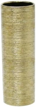 WGVI Gold Etched Ceramic Cylinder Vase, Width 4", Height 12", Flower Arrangements, Candle Holder, Terrarium Planter Pot, Storage Container Organizer, Pen Brush Holder, 1 Piece by WGVInternational-OpusGlassware