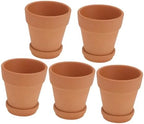 Luxshiny 5pcs Red Pottery Planting Pots with Saucers, 8x8cm Terracotta Containers for Succulent and Garden Plants, Breathable Outdoor Flower Planters with Drainage, Home Gardening Set by Luxshiny