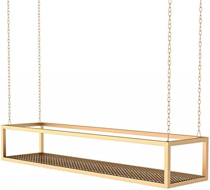 Ceiling Hanging Plant Shelves Flower Pot Stand - Golden Decorations Display Shelf, Kitchen Storage Shelving Wine Holder Pot Pan Rack for Bar Flower Shop, with Iron Chain Article (S by Unknown