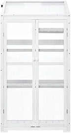 Portable Greenhouse Balcony Wood Polycarbonate Cold Frame Greenhouse Cabinet with Removable Wheels and Adjustable Shelves for Outdoor & Indoor Use - Image 5