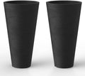 Kante Set of 2 Black Plastic Round Planters 29" Tall Home & Outdoor by Unknown