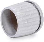 6" Glazed Ceramic Planter Set with Bamboo Texture, White - Image 7