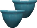 The HC Companies Pizzazz Round Planter Pot, 12 Inch, Blue Drip, 2-Pack by TheHCCompanies